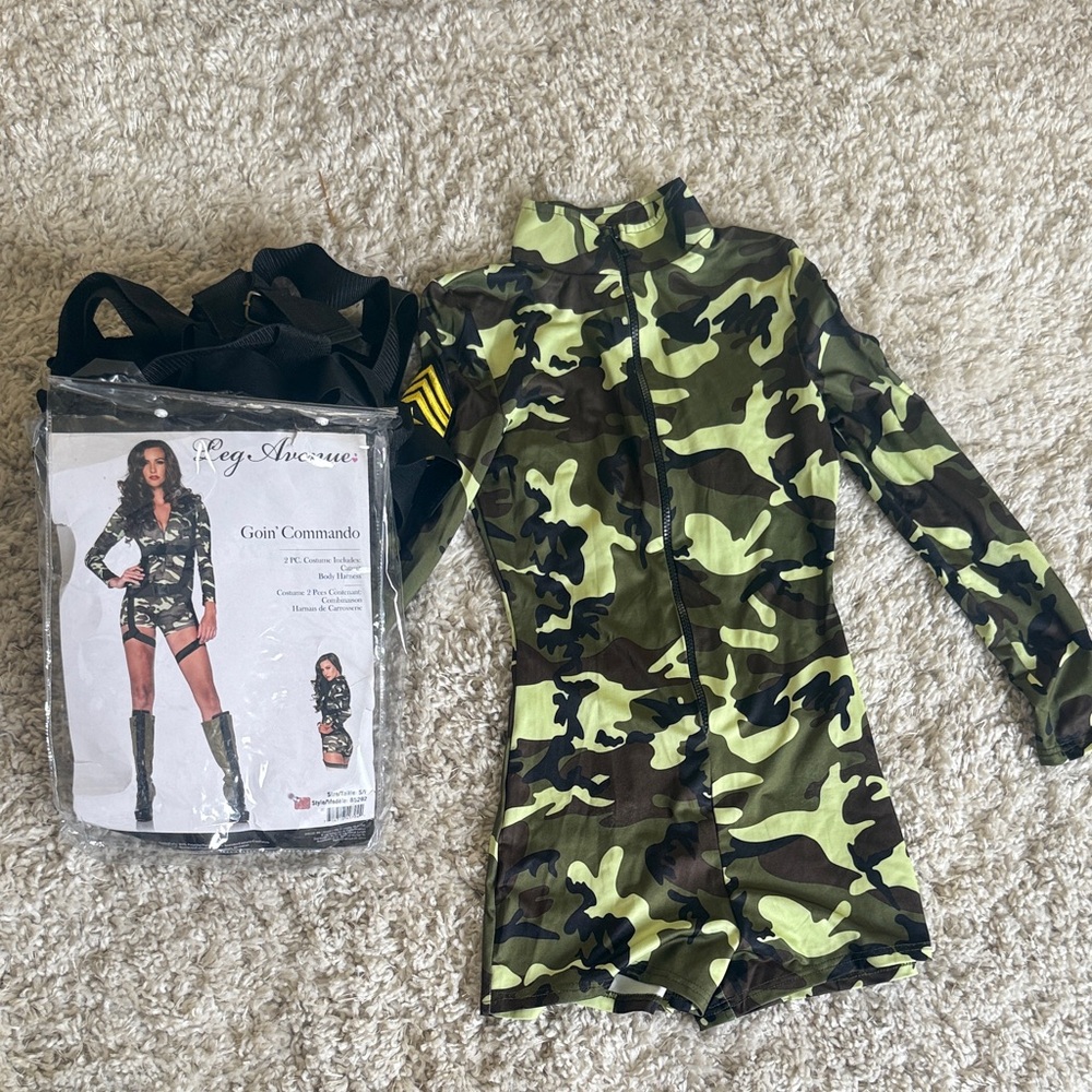 Leg Avenue Camouflage Long Sleeve Bodysuit ARMY HALLOWEEN COSTUME